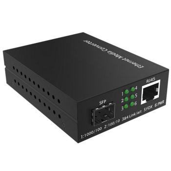   Media converter with 1*10/100/1000M RJ45 port + 100/1000 SFP port and DIP switch (without SFP module)