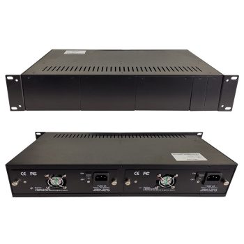   14 slot media converter chassis with dual redundant AC power supply modules