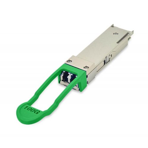 100G QSFP28 module, 1310nm single lambda, 2km over SMF with built-in FEC, DDM, duplex LC connector, 0°C ~ +70°C temp range