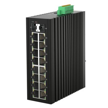   L2 Managed Industrial Switch, DIN-rail, 16x10/100/1000Base-T RJ45 + 2x1G/2.5G/10GBase-X SFP+ ports, 1 x alarm relay output, IP40 protection level, compact design, -40 ~ +75℃ operating temperature, 12~58VDC redundant power inputs