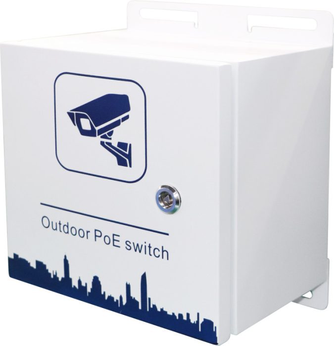 Managed outdoor PoE switch with integrated 200W PSU, circuit