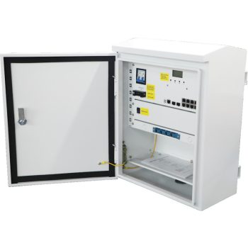   Solar powered managed outdoor PoE switch w. integrated MPPT controller, circuit-breaker, surge protector, fiber tray and cooling fan. 8x10/100/1000BaseT PoE+2x1000Base-X SFP ports. W/O battery. IP55