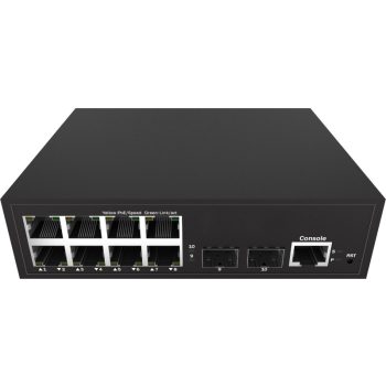   L2 Managed Full Gigabit Ethernet PoE Switch, 8 x 10/100/1000Base-T with 802.3af/at PoE + 2 x 1000/2500Base-X SFP ports, 120W PoE budget