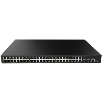   L2 Managed Full Gigabit Ethernet PoE Switch, 48 x 10/100/1000Base-T with PoE + 4 x 1G/2.5G/10GE SFP+ ports, enhanced L2 and static routing support, 600W PoE budget